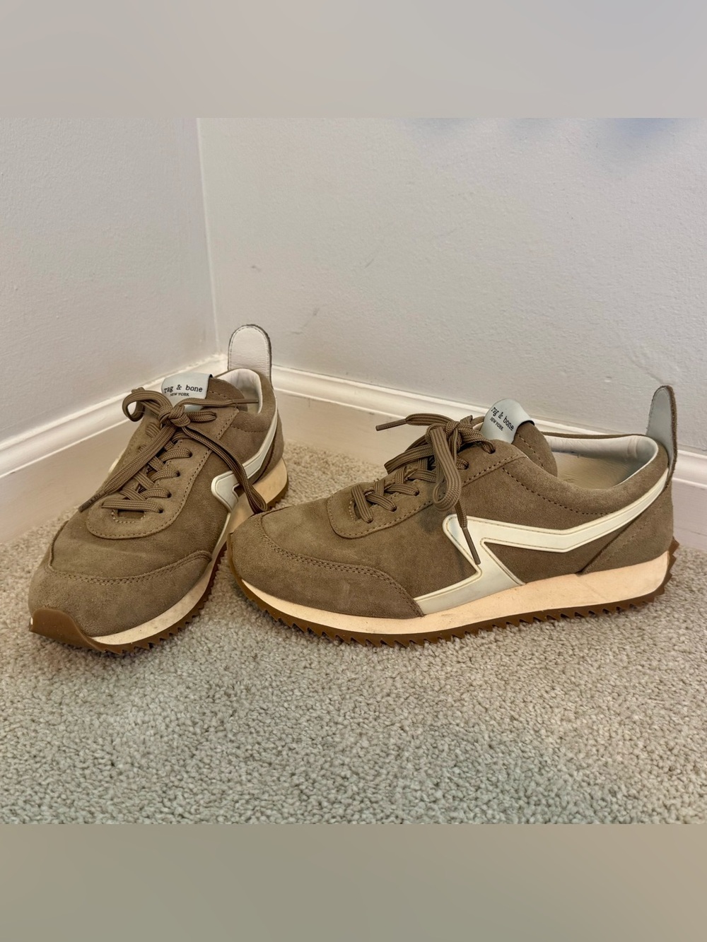rag & bone Women’s Suede Retro Sneaker in Light Sand